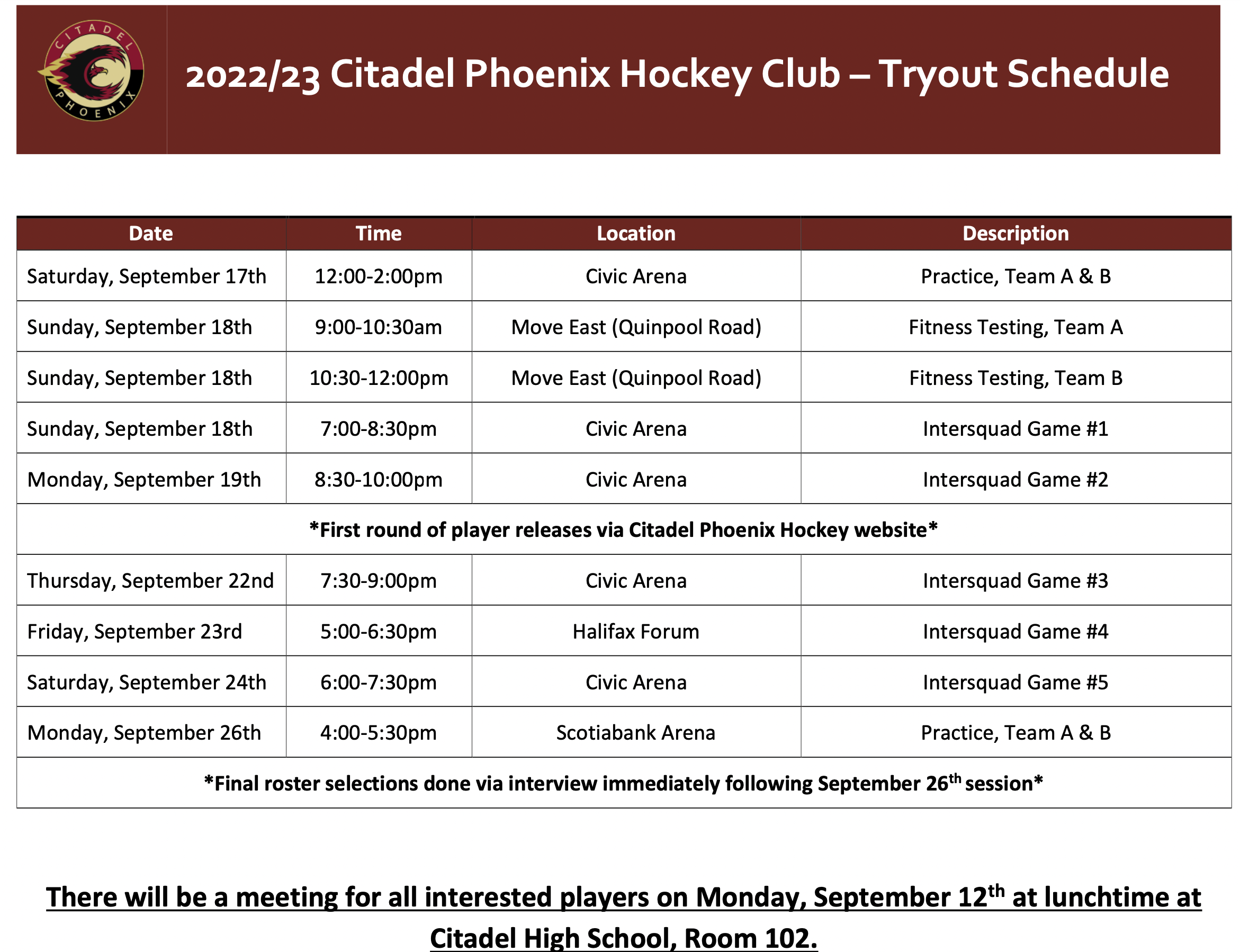 2022-2023 Tryout Information | Halifax Metro High School Hockey League